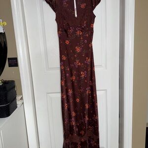 Free People Burgundy Floral Maxi Dress